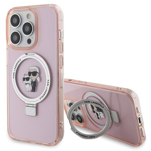 Оригинален твърд гръб KARL LAGERFELD Ring Stand Karl & Choupette MagSafe KLHMP15LHMRSKCP - iPhone 15 Pro розов - Img 2