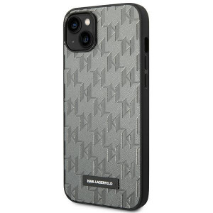 Оригинален твърд гръб KARL LAGERFELD Saffiano Mono Metal Logo KLHCP14MSAKLHPG - iPhone 14 Plus сив - Img 2
