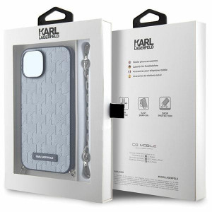 Оригинален твърд гръб KARL LAGERFELD Saffiano Monogram Chain KLHCP14SSACKLHPG - iPhone 14 сребрист - Img 7