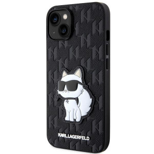 Оригинален твърд гръб KARL LAGERFELD Saffiano Monogram Choupette KLHCP14MSAKHPCK - iPhone 14 Plus черен - Img 2
