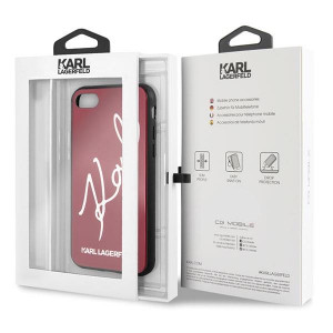 Оригинален твърд гръб KARL LAGERFELD Signature Glitter KLHCI8DLKSRE - iPhone 7 / 8 червен - Img 15