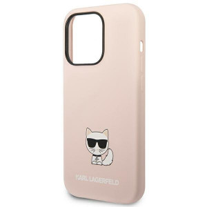 Оригинален твърд гръб KARL LAGERFELD Silicone Choupette Body KLHCP14XSLCTPI - iPhone 14 Pro Max светлорозов - Img 6