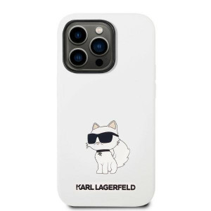 Оригинален твърд гръб KARL LAGERFELD Silicone Choupette MagSafe KLHMP14LSNCHBCH - iPhone 14 Pro бял - Img 3