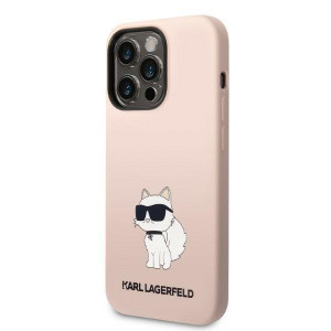 Оригинален твърд гръб KARL LAGERFELD Silicone Choupette KLHCP14LSNCHBCP - iPhone 14 Pro розов - Img 2