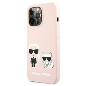 Оригинален твърд гръб KARL LAGERFELD Silicone Ikonik Karl & Choupette KLHMP13LSSKCI MagSafe - iPhone 13 Pro светлорозов - Img 3