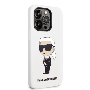 Оригинален твърд гръб KARL LAGERFELD Silicone Ikonik KLHCP14LSNIKBCH - iPhone 14 Pro бял - Img 4