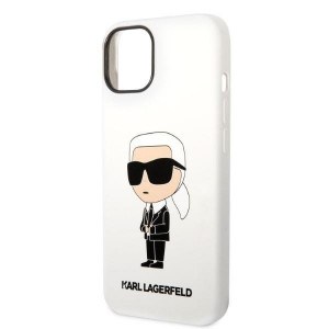 Оригинален твърд гръб KARL LAGERFELD Silicone Ikonik KLHCP14MSNIKBCH - iPhone 14 Plus бял - Img 6