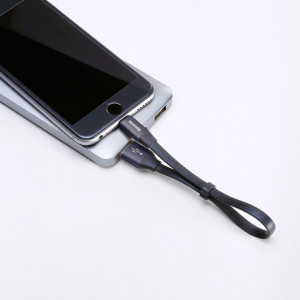 Плосък кабел за зареждане и данни със закопчалка BASEUS Nimble USB Type A към Lightning 2A 0.23m черен (CALMBJ-B01) - Img 6