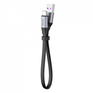 Плосък кабел за зареждане и данни BASEUS Simple HW USB Type A към USB Type C с бързо зареждане 3.0 5A 40W 0.23m (CATMBJ-BG1) сив - Img 3
