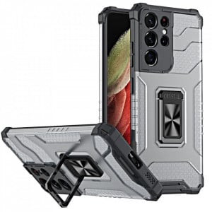 Подсилен гръб със стойка Crystal Ring - Samsung Galaxy S22 Ultra черен - Img 1
