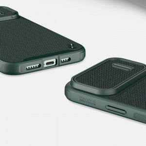 Подсилен гръб с подвижно покритие за камерата NILLKIN Textured S - iPhone 14 Pro Max тъмнозелен - Img 13