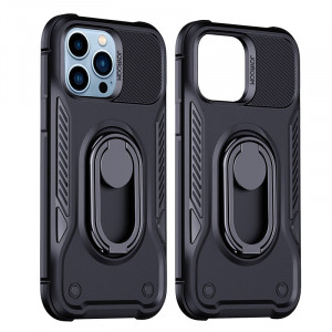 Подсилен гръб JOYROOM Dual Hinge с ринг стойка - iPhone 14 Pro черен - Img 7