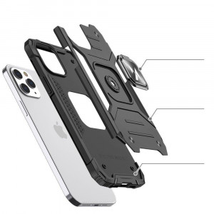Подсилен гръб WOZINSKY Ring Armor със стойка - iPhone 14 Pro син - Img 3