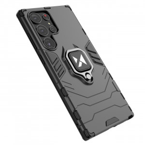 Подсилен гръб WOZINSKY Ring Armor със стойка - Samsung Galaxy S23 Ultra черен - Img 6