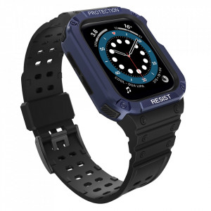 Подсилен калъф за корпус с каишка Protect - Apple Watch 41mm Series 9 / 41mm Series 8 / 41mm Series 7 / 40mm Series 6 / 40mm SE / 40mm Series 5 / 40mm Series 4 / 38mm Series 3 / 38mm Series 2 черен - Img 1
