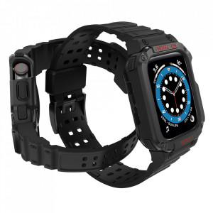 Подсилен калъф за корпус с каишка Protect - Apple Watch 41mm Series 9 / 41mm Series 8 / 41mm Series 7 / 40mm Series 6 / 40mm SE / 40mm Series 5 / 40mm Series 4 / 38mm Series 3 / 38mm Series 2 черен - Img 3