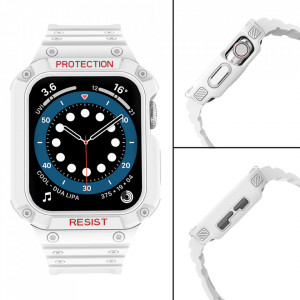 Подсилен калъф за корпус с каишка Protect - Apple Watch 41mm Series 9 / 41mm Series 8 / 41mm Series 7 / 40mm Series 6 / 40mm SE / 40mm Series 5 / 40mm Series 4 / 38mm Series 3 / 38mm Series 2 бял - Img 4