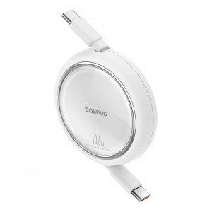 Прибиращ се кабел за зареждане и данни BASEUS Free2Draw Mini USB Type C към USB Type C 100W 1m бял - Img 2