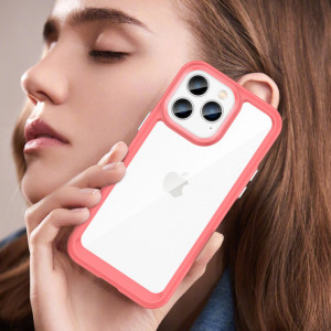 Прозрачен гръб с гел рамка Outer Space - iPhone 14 Pro Max червен - Img 7