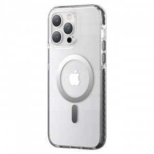 Прозрачен гръб с рамка KINGXBAR PQY Ice Crystal MagSafe - iPhone 14 Pro сив - Img 1