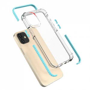 Прозрачен силиконов гръб с цветен кант Spring Armor - iPhone 12 mini син - Img 2
