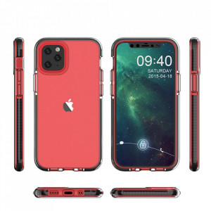 Прозрачен силиконов гръб с цветен кант Spring - iPhone 12 mini мента - Img 2