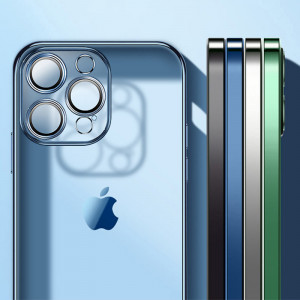 Прозрачен силиконов гръб JOYROOM Chery Mirror с цветна рамка - iPhone 13 Pro (JR-BP908) сребрист - Img 3