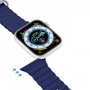 Силиконова каишка Dux Ducis OceanWave - Watch Apple Watch 41mm Series 9 / 41mm Series 8 / 41mm Series 7 / 40mm Series 6 / 40mm SE / 40mm Series 5 / 40mm Series 4 / 38mm Series 3 / 38mm Series 2 / 38mm (1st gen) тъмносин - Img 8