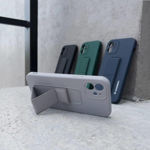 Силиконов гръб със стойка WOZINSKY Kickstand - iPhone 12 Pro сив - Img 7