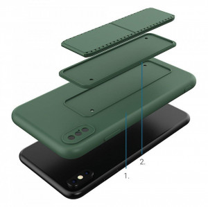 Силиконов гръб със стойка WOZINSKY Kickstand - iPhone XS Max розов - Img 2