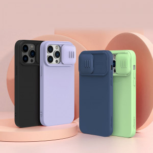 Силиконов гръб с подвижно покритие за камерата NILLKIN CamShield Silky Silicone - iPhone 14 Pro Max син - Img 14