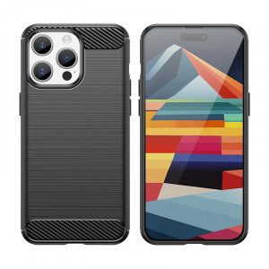 Силиконов гръб Carbon - iPhone 15 Pro Max черен - Img 4