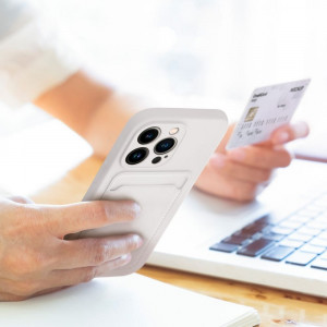Силиконов гръб Card с портфейл за документи - iPhone 15 Pro бял - Img 5