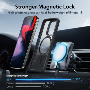 Силиконов гръб ESR Classic Hybrid Halolock MagSafe - iPhone 15 Pro Max черен мат - Img 8