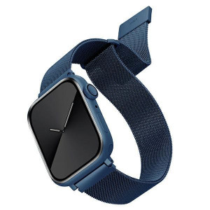 Стоманена каишка UNIQ Dante - Apple Watch 45mm Series 9 / 45mm Series 8 / 45mm Series 7 / 44mm SЕ (2nd gen) / 44mm SE / 44mm Series 6 / 44mm Series 5 / 44mm Series 4 / 42mm Series 3 / 42mm Series 2 кобалтово синьо - Img 1