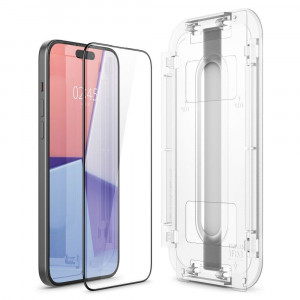 Стъклен протектор с пълно покритие SPIGEN TR Ez Fit с инструмент за поставяне съвместим с гръб - iPhone 15 Plus черен - Img 4