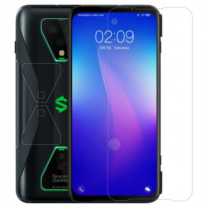 Ултратънък 0.2mm 9H закален стъклен протектор NILLKIN Amazing H+ Pro AGC - Xiaomi черен Shark 3 Pro с черна рамка - Img 1