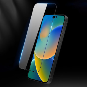 10D закален стъклен протектор с пълно покритие DUX DUCIS съвместим с гръб - iPhone 14 Pro Max с черна рамка - Img 8