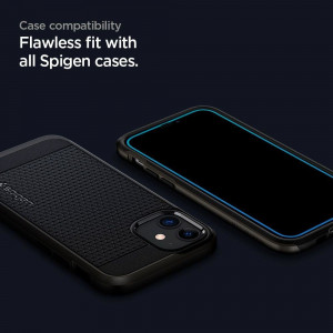 2 бр. закален стъклен протектор SPIGEN Align Master FC с инструмент за поставяне - iPhone 12 / 12 Pro с черна рамка - Img 11