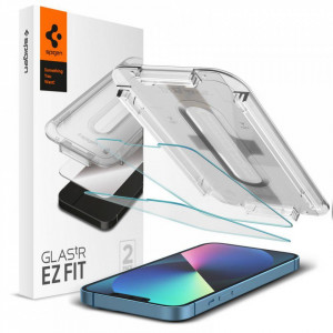 2 бр. закален стъклен протектор SPIGEN TR Ez Fit с инструмент за поставяне - iPhone 13 / 13 Pro - Img 1