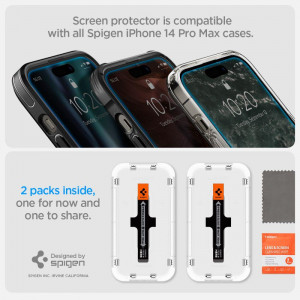 2 бр. закален стъклен протектор SPIGEN TR Ez Fit с инструмент за поставяне - iPhone 14 Pro - Img 14