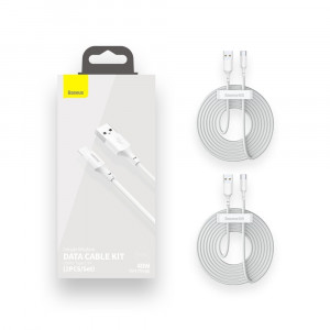 2 бр. кабел за зареждане и данни BASEUS USB Typpe A към USB Type C с бързо зареждане Power Delivery 40W 5A 1.5 m бял (TZCATZJ-02) - Img 5