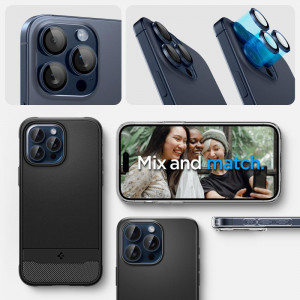 2 бр. протектор за камера SPIGEN Optik TR Ez Fit - iPhone 14 Pro / Pro Max / 15 Pro / Pro Max Titanium Blue - Img 11