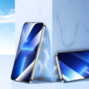 2.5D закален стъклен протектор с пълно покритие JOYROOM Knight - iPhone 13 Pro Max / 14 Plus с черна рамка (JR-H03) - Img 2