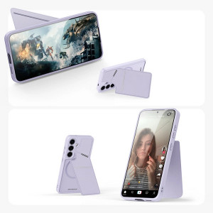 3 в 1 гръб със стойка и слот за карти Dux Ducis Rafi II MagSafe със система против кражба - Samsung Galaxy S24 лилав - Img 6