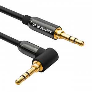 90° аудио кабел WOZINSKY жак 3.5mm 1.5m черен - Img 1