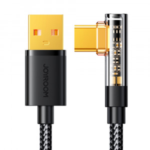 90° кабел за зареждане и данни с оплетка JOYROOM USB Type A към USB Type C с бързо зареждане 3A 1.2m черен (S-UC027A6) - Img 10