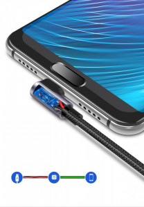 90° кабел за зареждане и данни с оплетка UGREEN USB Type A към USB Type C 3A 1m (50941) сив - Img 8
