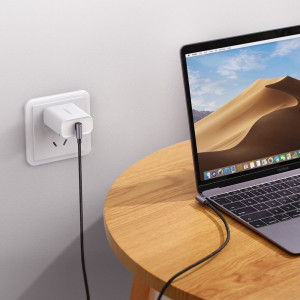 90° кабел за зареждане и данни с оплетка UGREEN USB Type C към USB Type C Power Delivery с бързо зареждане FCP 3A 1m сив (70529 US323) - Img 7