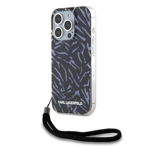 Karl Lagerfeld Zebra With Cord iPhone 15 Pro Max Case - Purple - Img 1